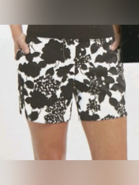 The Limited Pants - The Limited Basic Tailored Shorts- Black and White Floral